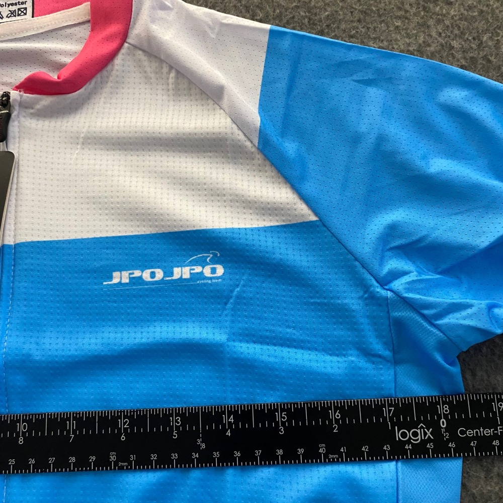 JPOJPO Cycling Jersey Womens Medium Blue Pink Colorblock Quick Dry Short Sleeve - Picture 6 of 12